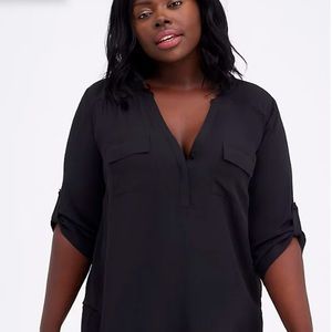 HARPER - BLACK GEORGETTE PULLOVER BLOUSE